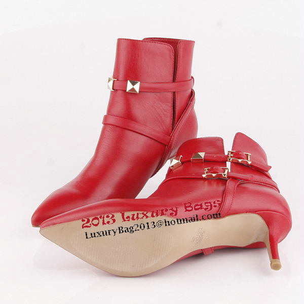 Valentino Ankle Boots 65mm Heels Sheepskin Leather VT182 Red