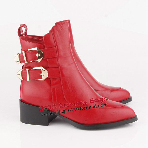 Valentino Ankle Boots Sheepskin Leather VT194 Red