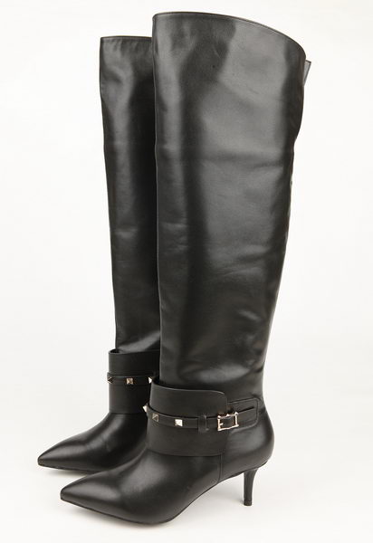 Valentino Knee Boots 65MM Heels Sheepskin Leather VT198 Black