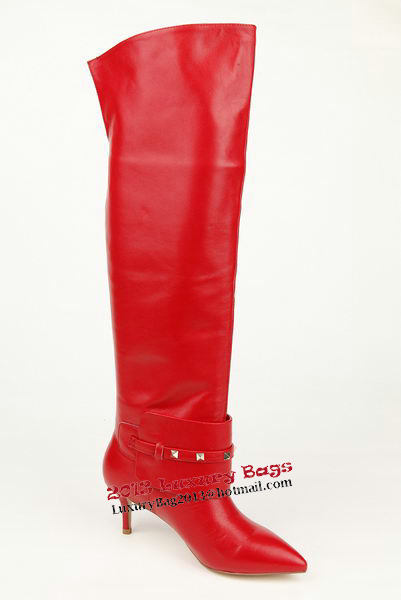 Valentino Knee Boots 65MM Heels Sheepskin Leather VT198 Red