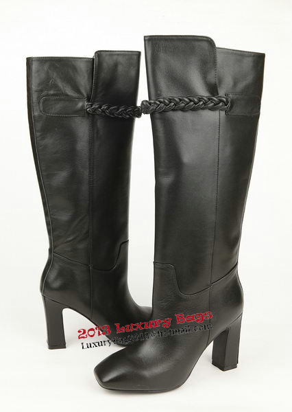 Valentino Knee Boots 8CM Heels Sheepskin Leather VT196 Black