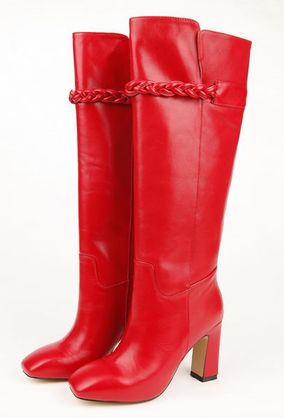 Valentino Knee Boots 8CM Heels Sheepskin Leather VT196 Red