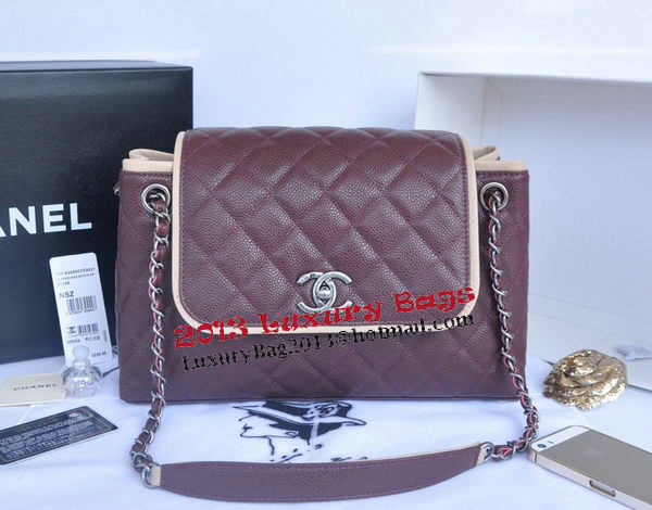 Chanel Large Caviar Leather Messenger Bag A90456 Burgundy