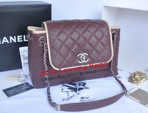 Chanel Large Caviar Leather Messenger Bag A90456 Burgundy