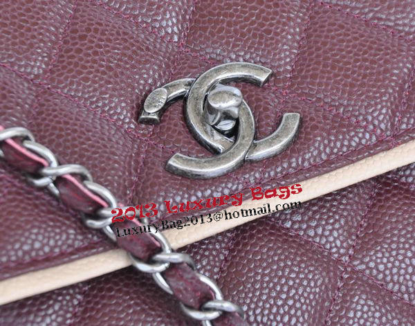 Chanel Large Caviar Leather Messenger Bag A90456 Burgundy