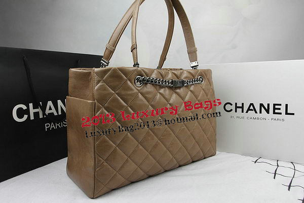 Chanel Calfskin Shopping Bag Embellished A92525 Apricot