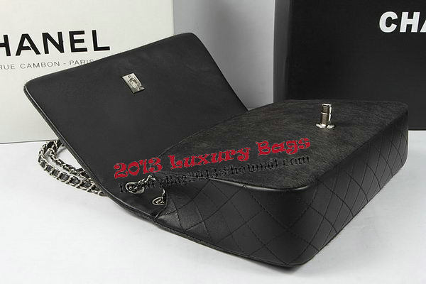 Chanel Patchwork Shearling Flap Bag A92591 Black