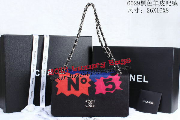 Chanel Patchwork Shearling Flap Bag CHA629 Black