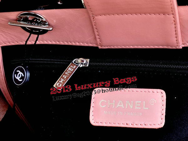 Chanel Shopping Bag Iridescent Leather Rigid Handles A92580 Pink