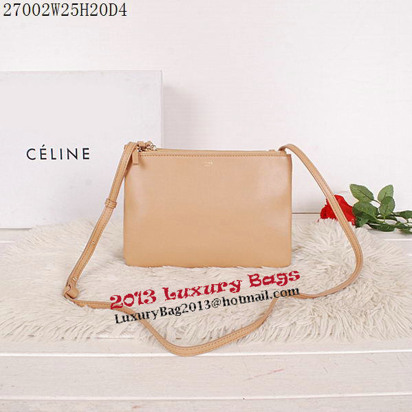 Celine Trio Calfskin Leather Shoulder Bag C27002 Apricot