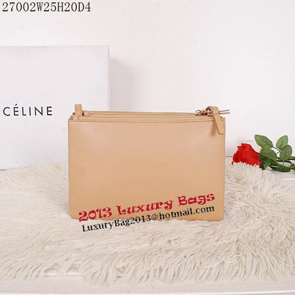 Celine Trio Calfskin Leather Shoulder Bag C27002 Apricot