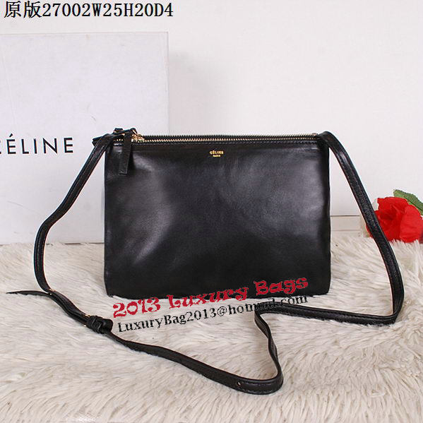 Celine Trio Calfskin Leather Shoulder Bag C27002 Black