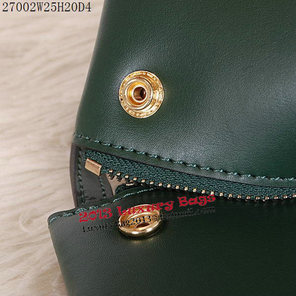 Celine Trio Calfskin Leather Shoulder Bag C27002 Green