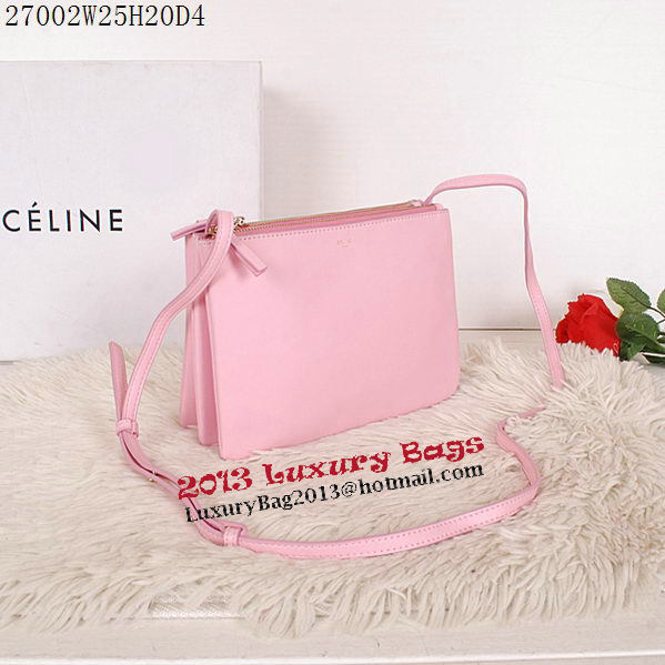 Celine Trio Calfskin Leather Shoulder Bag C27002 Pink