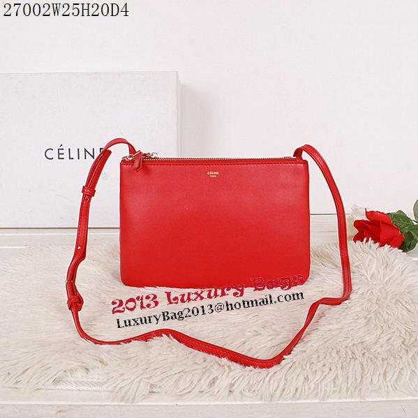 Celine Trio Calfskin Leather Shoulder Bag C27002 Red