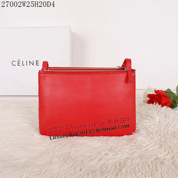 Celine Trio Calfskin Leather Shoulder Bag C27002 Red