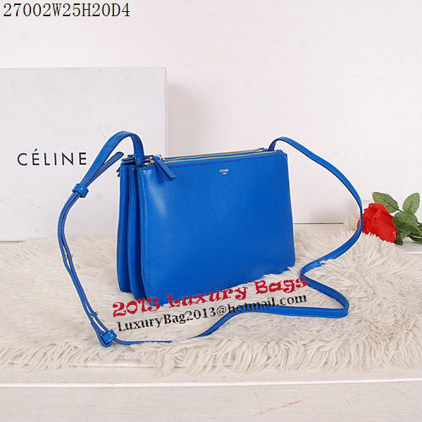 Celine Trio Calfskin Leather Shoulder Bag C27002 SkyBlue