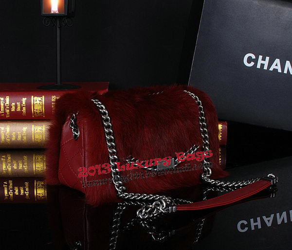 Chanel Cony Hair Flap Bags A92592P Burgundy