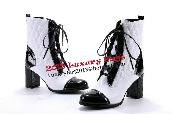 Chanel Sheepskin Leather Ankle Boot CH0987 Black&White