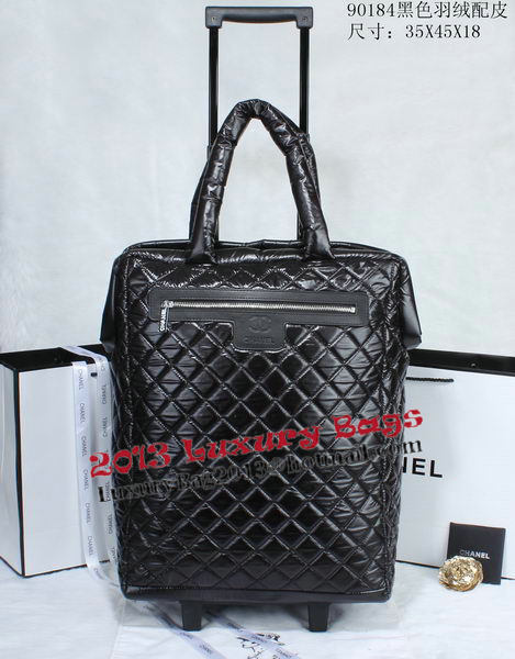 Chanel CoCo Cocoon Quilted Nylon Trolley Case A90184 Black