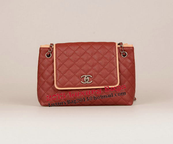 Chanel Large Cannage Pattern Leather Messenger Bag A68672 Burgundy