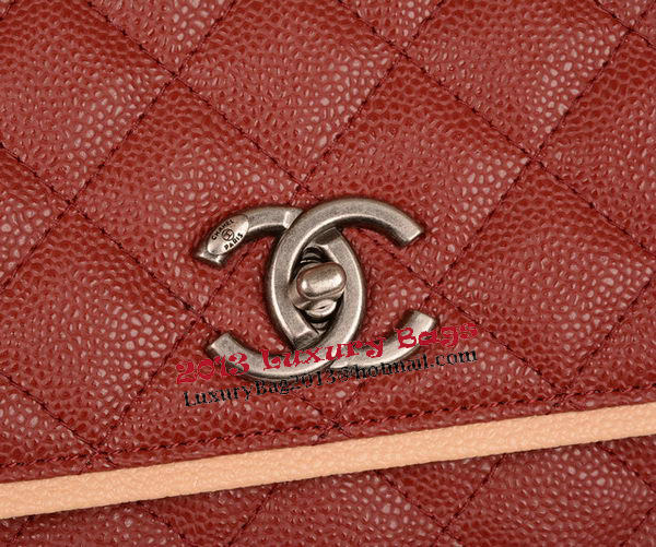 Chanel Large Cannage Pattern Leather Messenger Bag A68672 Burgundy