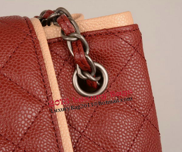 Chanel Large Cannage Pattern Leather Messenger Bag A68672 Burgundy