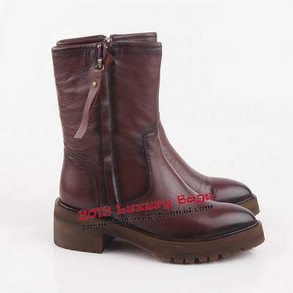 Valentino Calfskin Leather Ankle Boot VT206 Burgundy