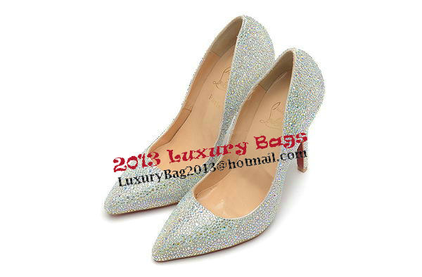 Christian Louboutin 120mm Pump Diamond Leather CL1457 White