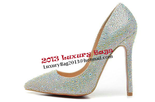 Christian Louboutin 120mm Pump Diamond Leather CL1457 White