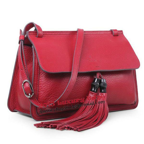 Gucci Bamboo Daily Leather Flap Shoulder Bag 370826 Red