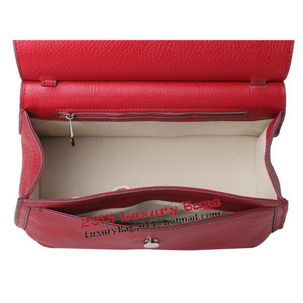 Gucci Bamboo Daily Leather Flap Shoulder Bag 370826 Red