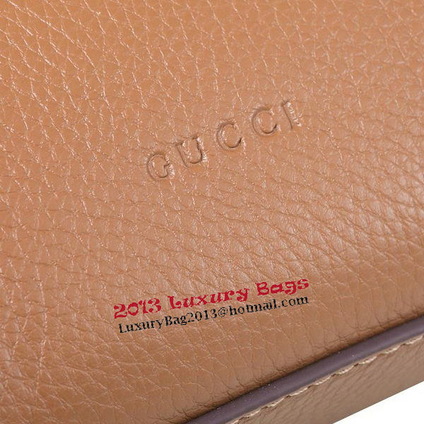 Gucci Bamboo Daily Leather Top Handle Bag 370830 Apricot