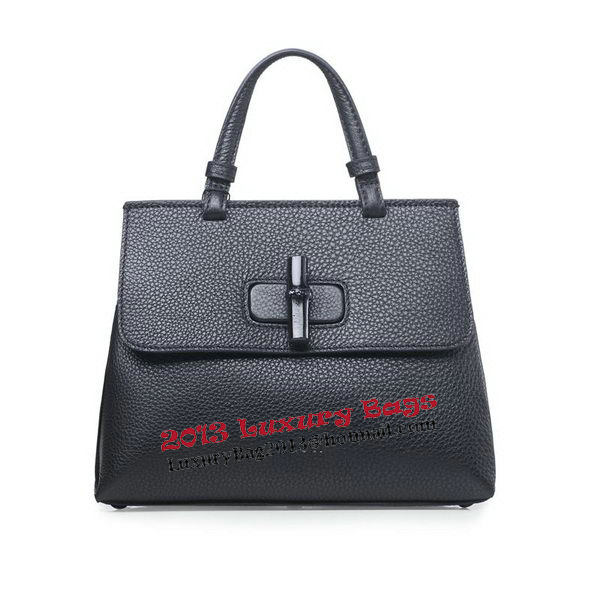 Gucci Bamboo Daily Leather Top Handle Bag 370830 Black