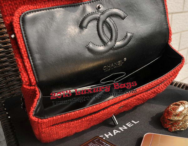 Chanel 2.55 Series Classic Flap Bag Fabric CF1112 Red&Grey