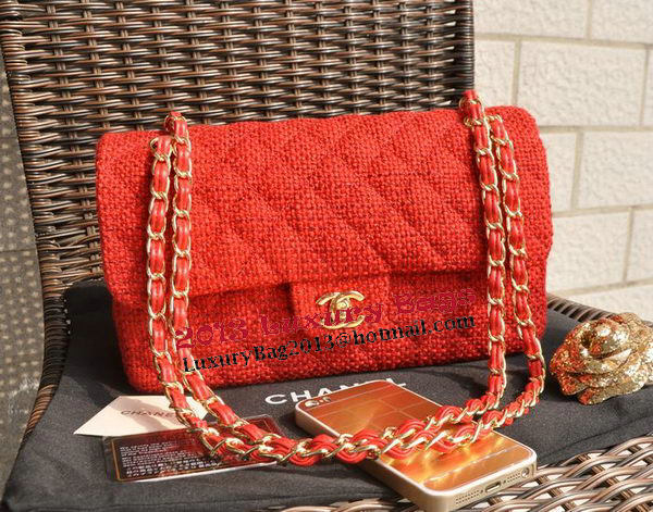 Chanel 2.55 Series Classic Flap Bag Fabric CF1112 Red