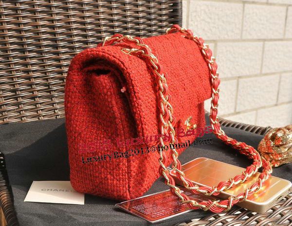 Chanel 2.55 Series Classic Flap Bag Fabric CF1112 Red