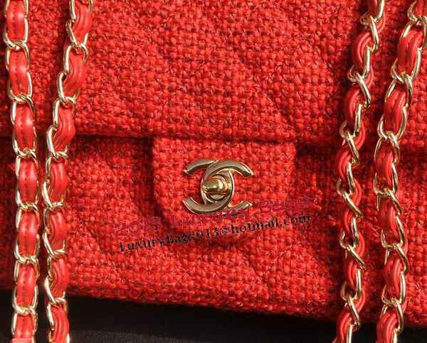 Chanel 2.55 Series Classic Flap Bag Fabric CF1112 Red