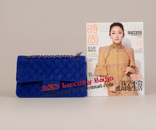 Chanel 2.55 Series Classic Flap Bag Velvet CF1112 Blue