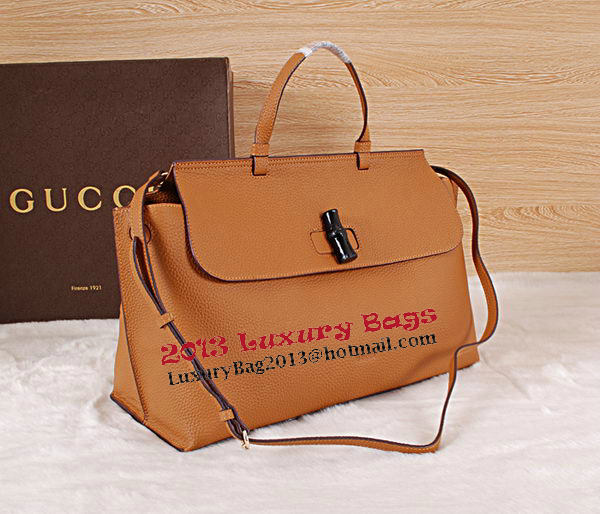 Gucci Bamboo Daily Leather Top Handle Bags 370830 Wheat