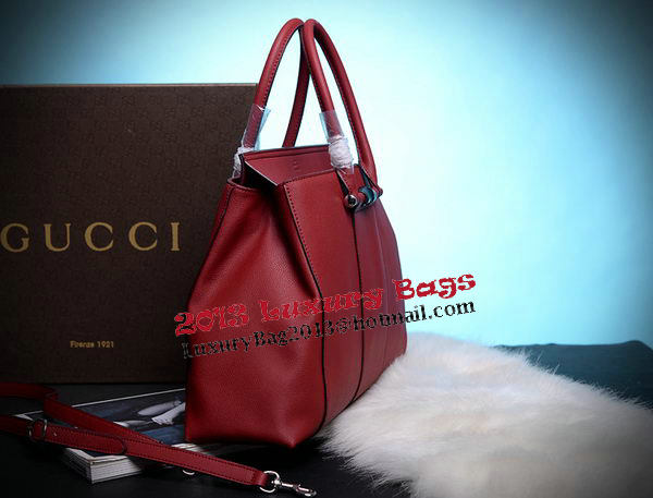 Gucci Lady Bamboo Leather Top Handle Bag 370815 Red