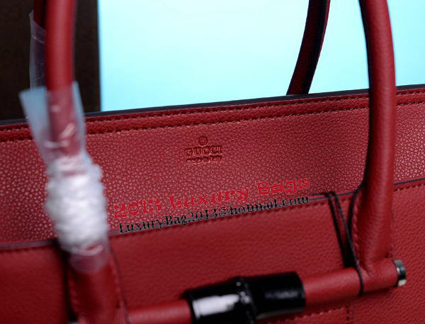 Gucci Lady Bamboo Leather Top Handle Bag 370815 Red