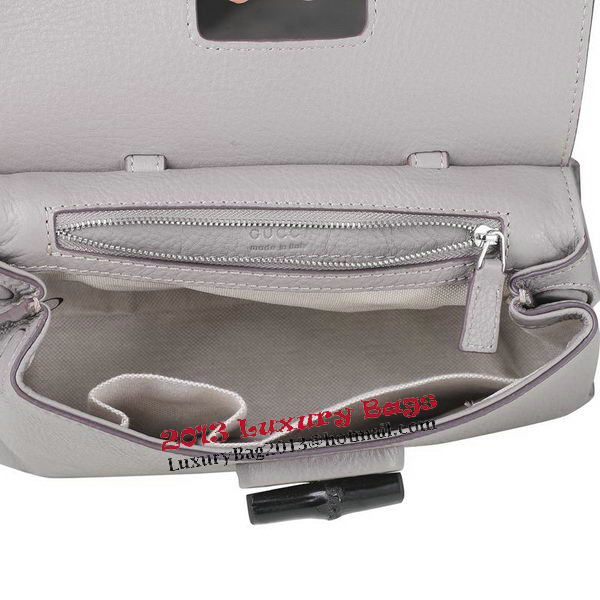 Gucci Bamboo Daily Leather Top Handle Bag 370831 Grey