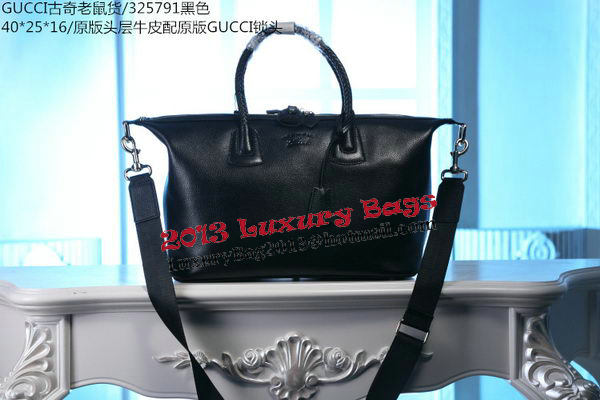 Gucci Carry-on Duffle Bag Calfskin 325791 Black