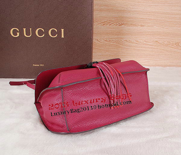 Gucci Bamboo Daily Leather Flap Shoulder Bags 370815 Burgundy