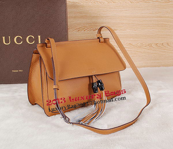 Gucci Bamboo Daily Leather Flap Shoulder Bags 370815 Wheat