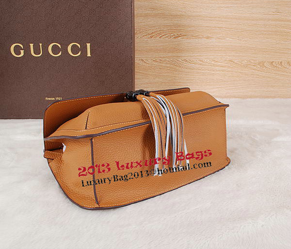 Gucci Bamboo Daily Leather Flap Shoulder Bags 370815 Wheat