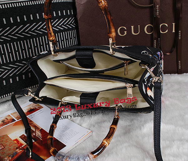 Gucci Bamboo Tote Bags Original Calf Leather 323660 Black