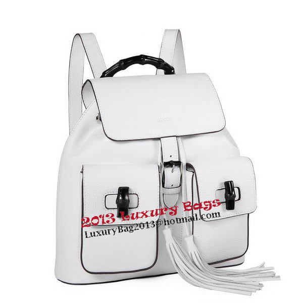 Gucci Bamboo Leather Backpack 370833 White