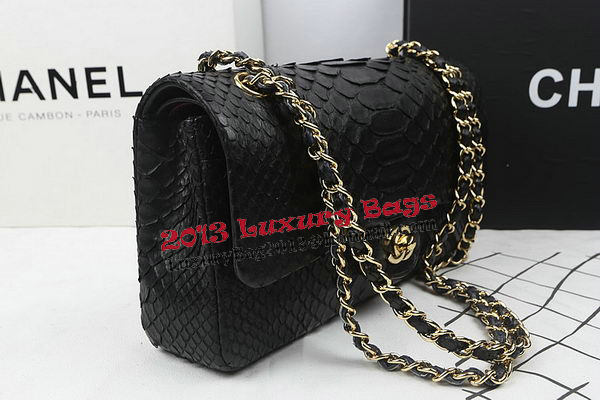 Chanel 2.55 Series Flap Bags Original Snake Leather A1112 Black